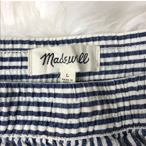 MADEWELL PULL-ON SIDE-TIE SHORTS - CHAMBRAY BLUE WHITE STRIPE - Picture 5 of 8